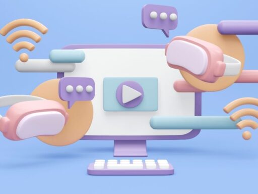 Realidad virtual y conexión digital en ilustración 3D