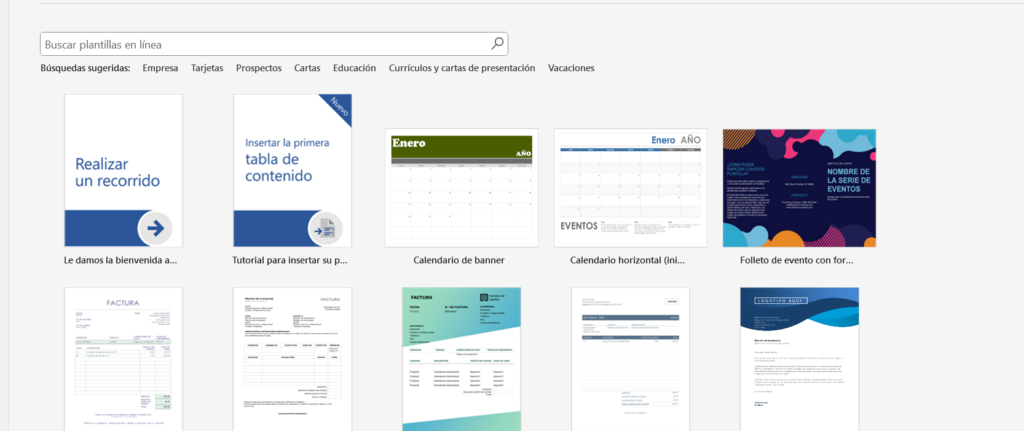 Buscar un calendario en word
