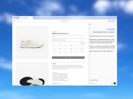 Página web mostrando zapatillas deportivas blancas Aerion Runner