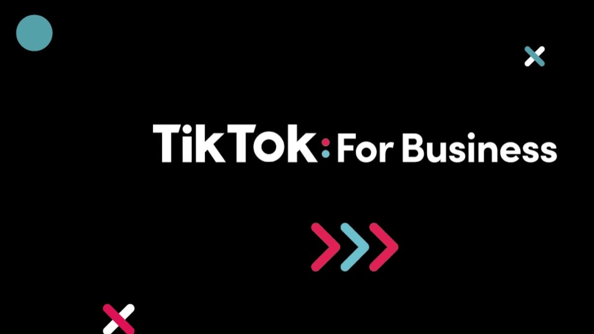 Logo de TikTok For Business en fondo negro