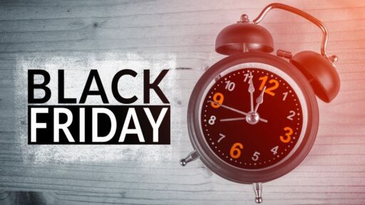 Reloj con cartel de Black Friday