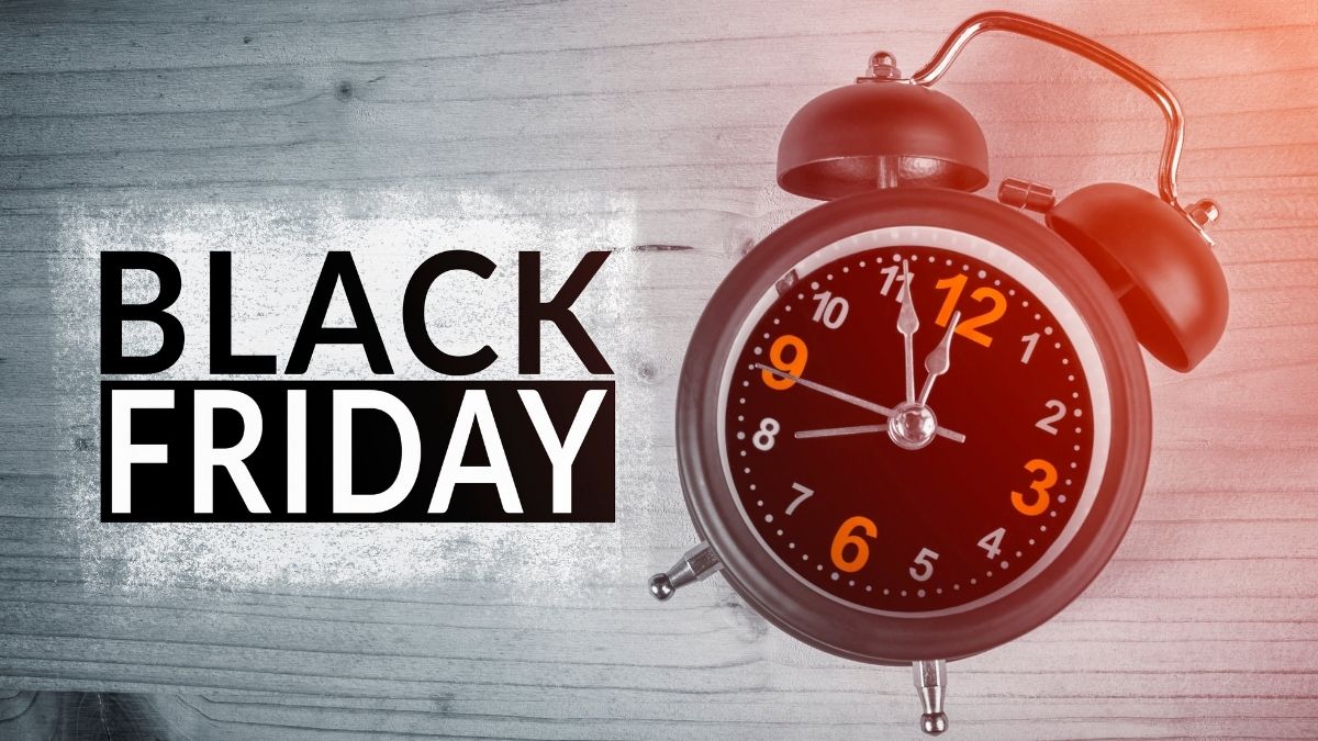 Reloj con cartel de Black Friday