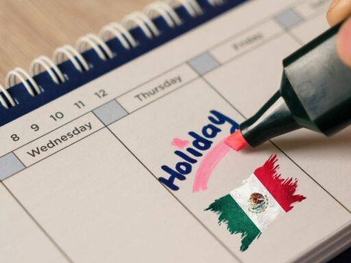 Calendario con día festivo en México