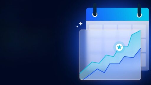Gráfico de crecimiento financiero sobre calendario