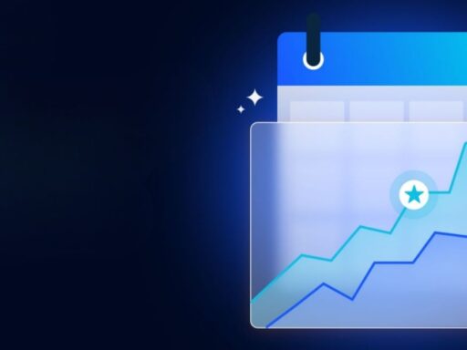 Gráfico de crecimiento financiero sobre calendario