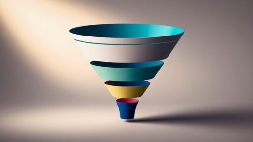 Embudo de ventas con secciones de colores