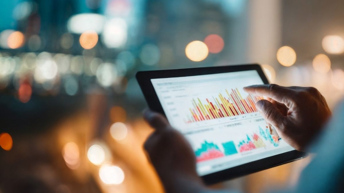 Persona analizando gráficos en tableta digital