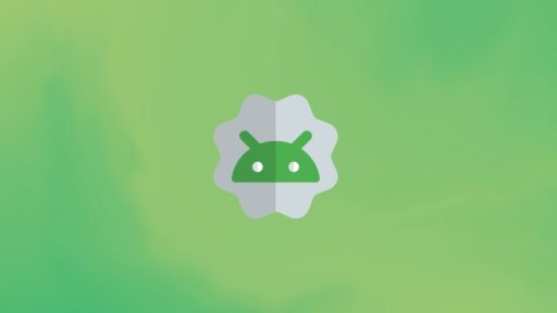 Logotipo verde de Android sobre fondo degradado