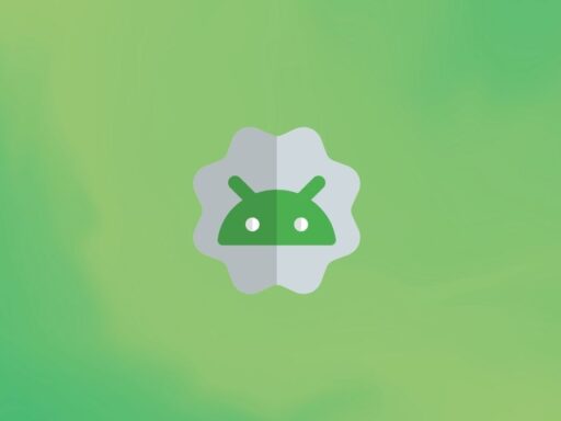 Logotipo verde de Android sobre fondo degradado